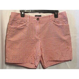 Lands End Womens Pink & White Gingham Cotton Shorts Size 12P With Button & Zip C